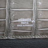Hermès Kelly Cut Gris Tourterelle Shiny Porosus Crocodile Palladium Hardware
