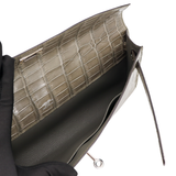 Hermès Kelly Cut Gris Tourterelle Shiny Porosus Crocodile Palladium Hardware