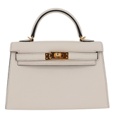 Hermès Kelly II Sellier Mini HSS Nata/Bordeaux Chèvre Leather Gold Hardware