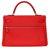 Hermès 32cm Kelly Lakis Retourne Vermillon Swift Leather Palladium Hardware