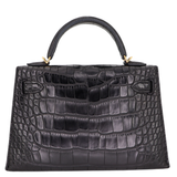 Hermès Kelly II Sellier Mini Black Matte Alligator Gold Hardware