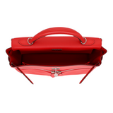 Hermès 32cm Kelly Lakis Retourne Vermillon Swift Leather Palladium Hardware
