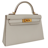 Hermès Kelly II Sellier Mini Mushroom Chèvre Leather Gold Hardware