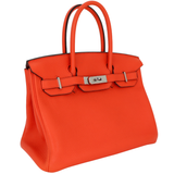 Hermès 30cm Birkin Verso Orange Poppy Clemence Leather Palladium Hardware