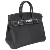 Hermès 25cm Birkin HSS Black Chèvre Leather with Brushed Palladium Hardware