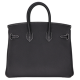 Hermès 25cm Birkin HSS Black Chèvre Leather with Brushed Palladium Hardware
