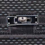 Hermès 25cm Kelly Sellier Crinoline Black Toile/Box Calf Leather Palladium Hardware