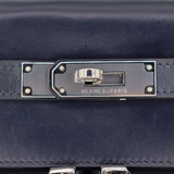 Hermès 35cm Kelly Lakis Bleu Marine Toile/Box Calf Leather Palladium Hardware