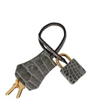 Herm�s 25cm Kelly Sellier Gris Cement Shiny Alligator Gold Hardware