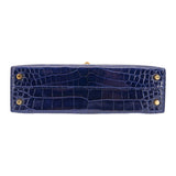 Hermès Mini Kelly II Bleu Saphir Shiny Alligator Gold Hardware