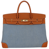 Hermès 40cm Birkin Natural Vache Leather/Denim Gold Hardware