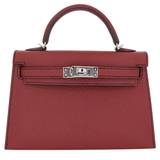 Hermès Kelly II Sellier Mini HSS Rouge H Chèvre Leather Palladium Hardware