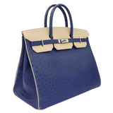 Hermès 40cm Birkin Bleu Roi/Parchemin Ostrich Palladium Hardware (Vintage 1996)