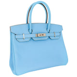 Hermès 30cm Birkin Candy Collection Celeste/Mykonos Epsom Leather Palladium Hardware