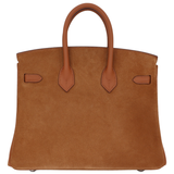 Hermès 25cm Birkin Grizzly Gold Suede/Swift Leather Palladium Hardware