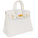 Hermès 25cm Birkin HSS White/Etoupe Epsom Leather Brushed Gold Hardware