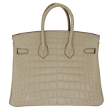 Hermès 25cm Birkin Beton Matte Alligator Palladium Hardware
