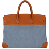 Hermès 40cm Birkin Natural Vache Leather/Denim Gold Hardware