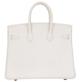 Hermès 25cm Birkin HSS White/Etoupe Epsom Leather Brushed Gold Hardware