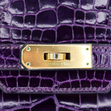 Hermès 30cm Birkin Amethyst Shiny Niloticus Crocodile Gold Hardware