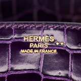 Hermès 30cm Birkin Amethyst Shiny Niloticus Crocodile Gold Hardware