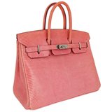 Hermès 25cm Birkin Bubblegum Shiny Lizard Palladium Hardware