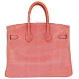 Hermès 25cm Birkin Bubblegum Shiny Lizard Palladium Hardware