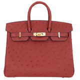 Hermès 25cm Birkin Rouge H Ostrich Gold Hardware