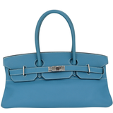 Hermès 42cm Birkin Shoulder JPG Bleu Jean Clemence Leather Palladium Hardware
