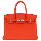 Hermès 30cm Birkin Verso Orange Poppy Clemence Leather Palladium Hardware