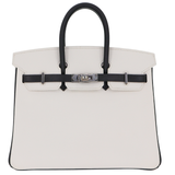 Hermès 25cm Birkin HSS White/Black Epsom Leather Palladium Hardware