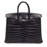 Hermès 25cm Birkin Black Matte Niloticus Crocodile Palladium Hardware