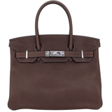 Hermès 30cm Birkin Ebene Barenia Faubourg Leather Palladium Hardware
