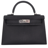 Hermès Kelly II Sellier Mini HSS Black Chèvre Leather Palladium Hardware