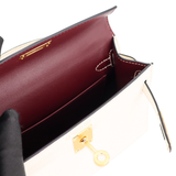 Hermès Kelly II Sellier Mini HSS Nata/Bordeaux Chèvre Leather Gold Hardware