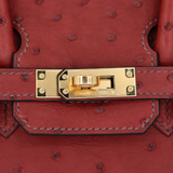 Hermès 25cm Birkin Rouge H Ostrich Gold Hardware