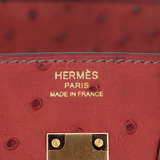 Hermès 25cm Birkin Rouge H Ostrich Gold Hardware