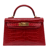 Hermès Kelly II Sellier Mini Braise Shiny Alligator Gold Hardware