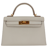 Hermès Kelly II Sellier Mini Mushroom Chèvre Leather Gold Hardware