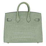 Hermès 20cm Birkin Sellier Vert D'eau Matte Alligator Gold Hardware