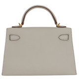 Hermès Kelly II Sellier Mini Mushroom Chèvre Leather Gold Hardware