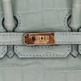 Hermès 20cm Birkin Sellier Vert D'eau Matte Alligator Gold Hardware