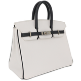 Hermès 25cm Birkin HSS White/Black Epsom Leather Palladium Hardware