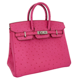 Hermès 25cm Birkin Fuchsia Ostrich Palladium Hardware