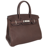 Hermès 30cm Birkin Ebene Barenia Faubourg Leather Palladium Hardware