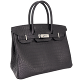 Hermès 30cm Birkin Black Matte Porosus Crocodile Palladium Hardware