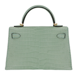 Hermès Kelly II Sellier Mini Vert D'eau Matte Porosus Crocodile Gold Hardware