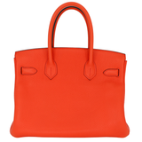 Hermès 30cm Birkin Verso Orange Poppy Clemence Leather Palladium Hardware