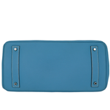 Hermès 42cm Birkin Shoulder JPG Bleu Jean Clemence Leather Palladium Hardware