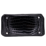 Hermès 25cm Birkin Black Shiny Porosus Crocodile Diamond Hardware